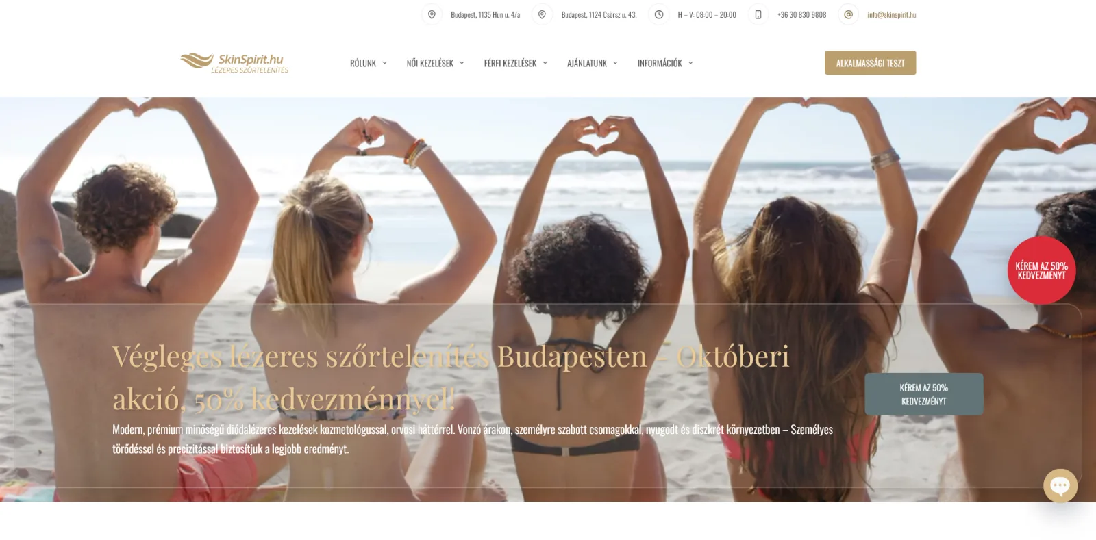 A skinspirit.hu weboldal nyitóképe